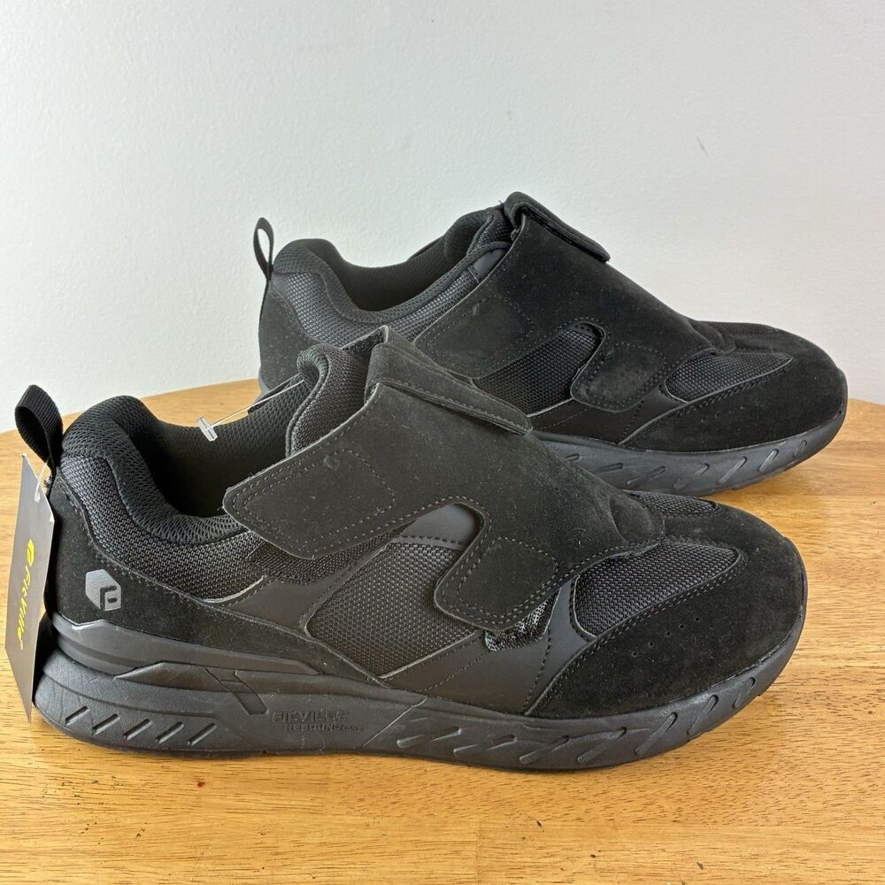 Women’s FitVille Diabetic Neuropathy Shoes Black Hook & Loop Size 11EW
